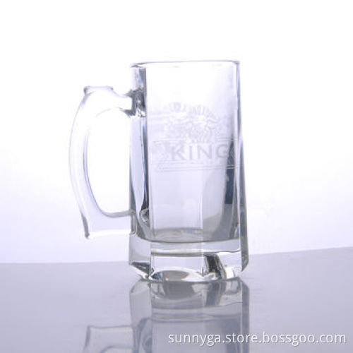 Large Capacity Transparent Beer Glass with Decal Printing